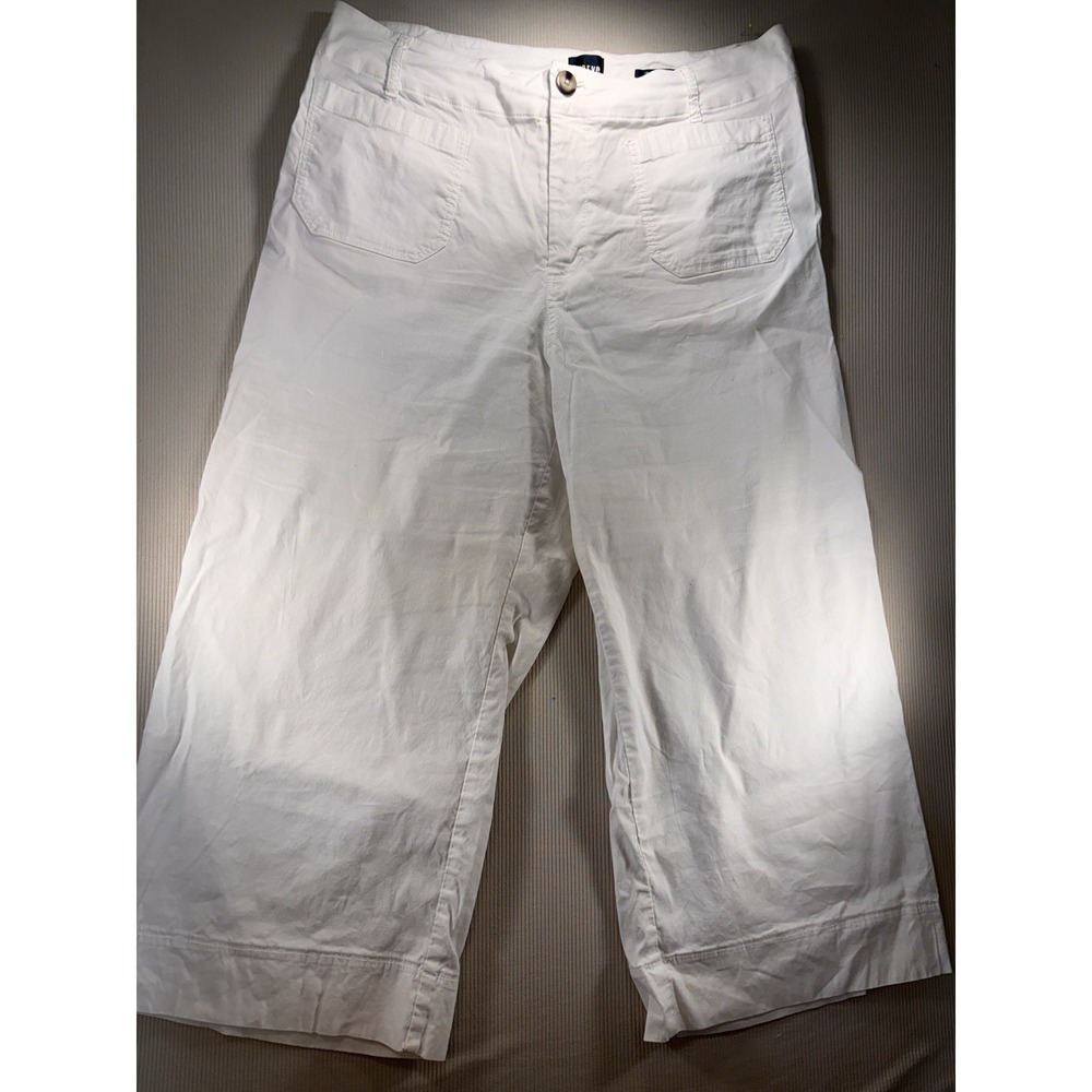 Anthropologie Maeve Collette Pants Women Size 18 White Wide Leg Crop Linen Blend